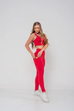 Conjunto Valéria - Conjunto Fitness Feminino com Legging de Bolso e Top com Bojo Removível