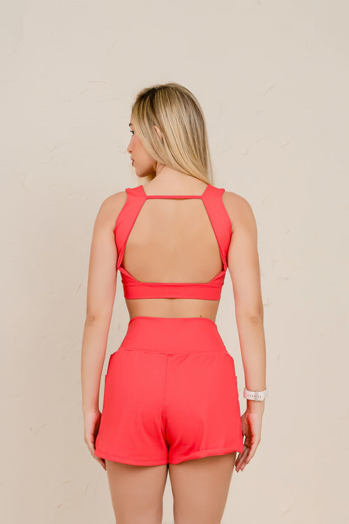 Conjunto Bloom - Conjunto Fitness Feminino Short Duplo com Bolso e Compressão